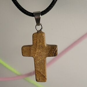 Stone Cross Pendant Necklace